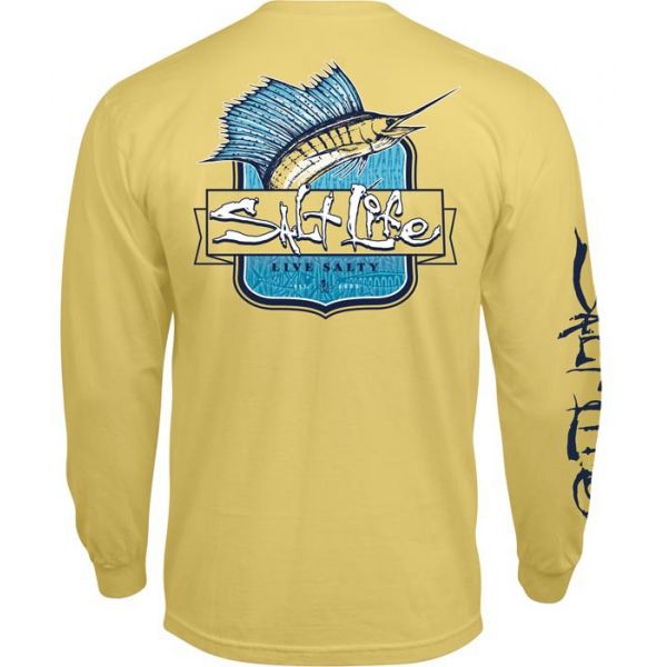 Salt Life Sailfish Tribe Long Sleeve Pocket Tee - Banana