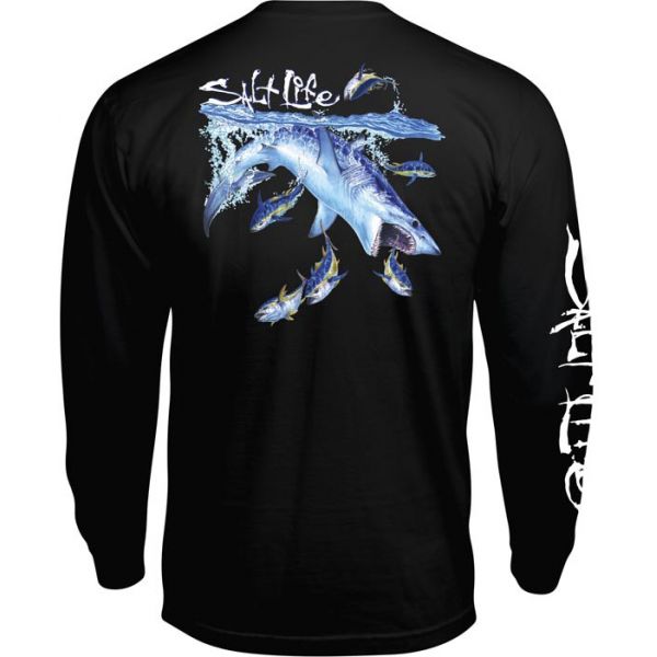 Salt Life Mako Sushi Long Sleeve Pocket Tee - Black