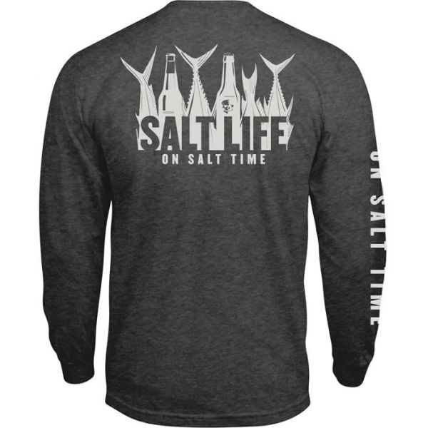 Salt Life 5 O'Clock Somewhere Long Sleeve Pocket Tee - Charcoal Heather