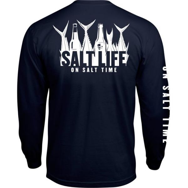 Salt Life 5 O'Clock Somewhere Long Sleeve Pocket Tee - Navy