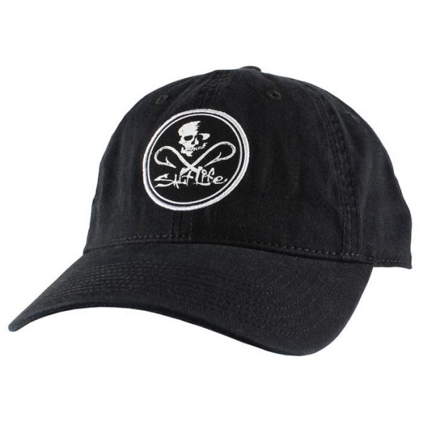 Salt Life Gaffed Twill Velcro Backstrap Hat - Black