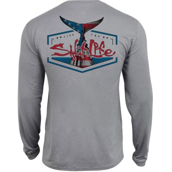 Salt Life American Tail Mens L/S SLX Tee - Grey Heather - XXL