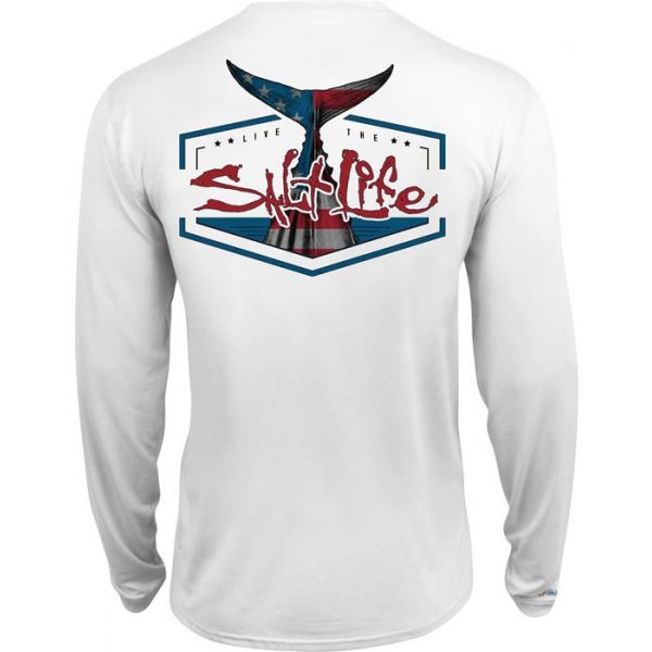 Salt Life American Tail Mens L/S SLX Tee - White - Medium