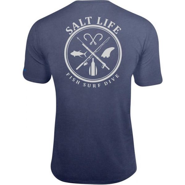 Salt Life 'Salt Fix' Men's S/S SLX Pocket Tee - Baltic Blue Heather