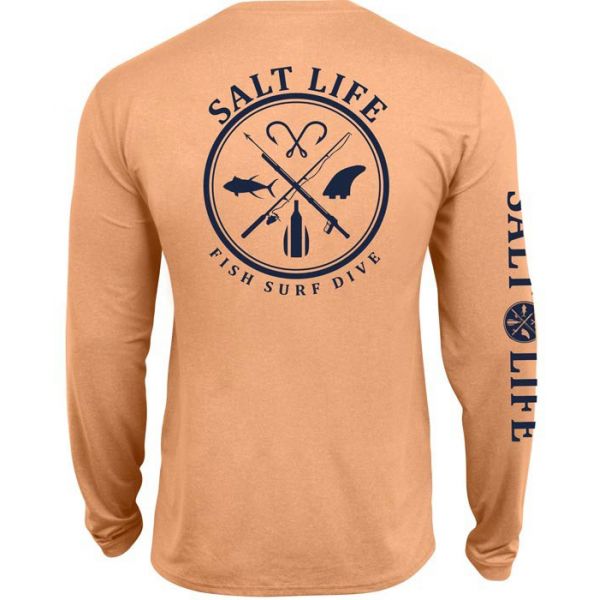 Salt Life 'Salt Fix' Men's L/S SLX Pocket Tee - Sunrise Heather