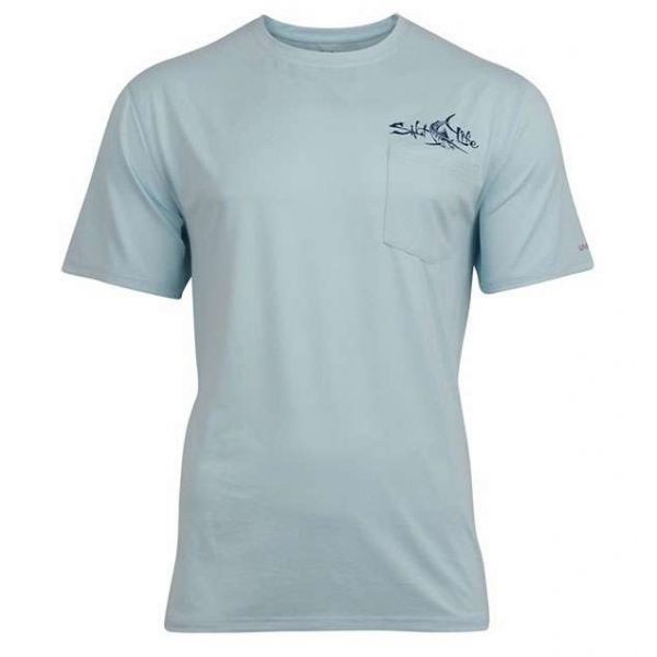 Salt Life Captain SS SLX Performance Pocket Tee - Light Blue Heather