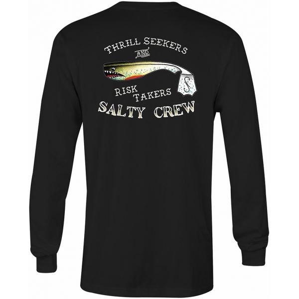 Salty Crew Hopper Bomber Long Sleeve T-Shirt - Black - 3X-Large