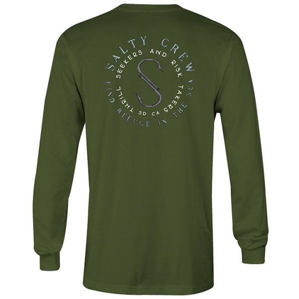 Salty Crew Arched Long Sleeve T-Shirt - Military Green - 2X-Large