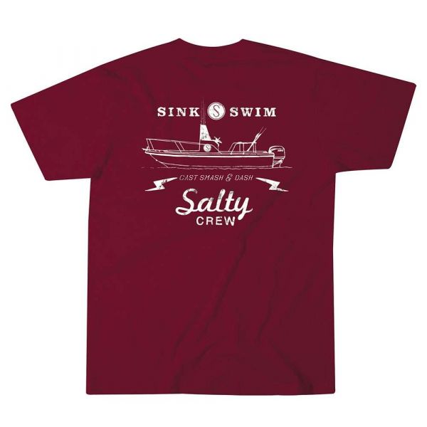 Salty Crew Dash Short Sleeve T-Shirt Burgundy - Size Medium