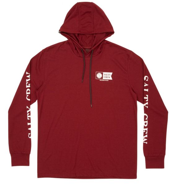 Salty Crew Alpha Hood Tech Shirt - Burgundy - 2X-Large