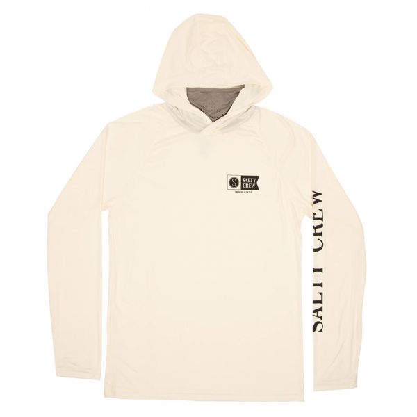 Salty Crew Alpha Pinnacle Tech Hood Shirt - Bone  - L