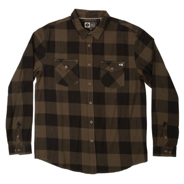 Salty Crew Buffer Flannel Shirt - Olive - 2XL