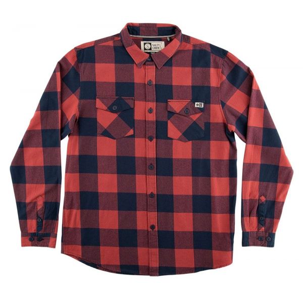 Salty Crew Buffer Flannel Shirt - Rust - L