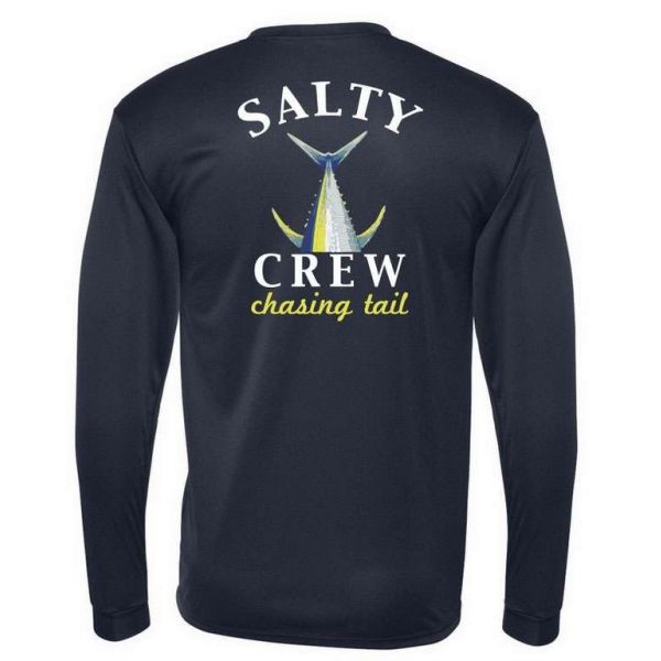 Salty Crew Chasing Tail Long Sleeve Tech Shirt Navy - Small