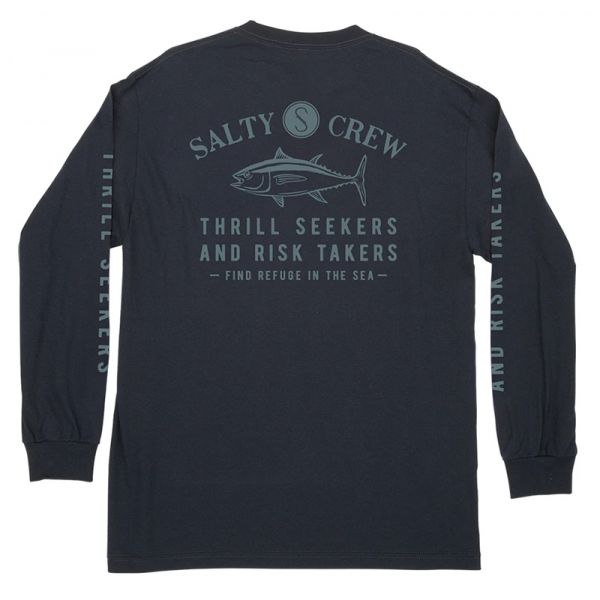 Salty Crew Fish Monger Standard Long Sleeve Shirt - Navy - 3X-Large