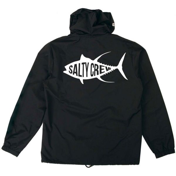 Salty Crew Fisher Snap Hooded Jacket - Black Large