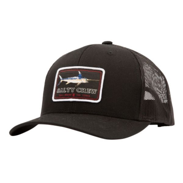 Salty Crew Flat Bill Retro Trucker Hat - Black