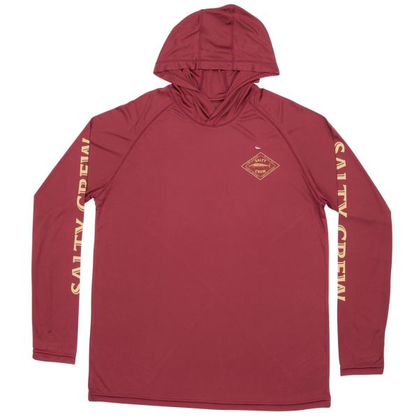 Salty Crew Hotwire Pinnacle Tech Hood Shirt - Burgundy - 2X-Large