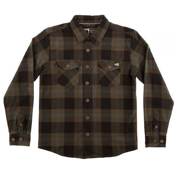 Salty Crew Inshore Flannel Shirt - Olive - 2XL