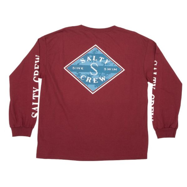 Salty Crew Latitude Long Sleeve T-Shirts - Burgundy - 2XL