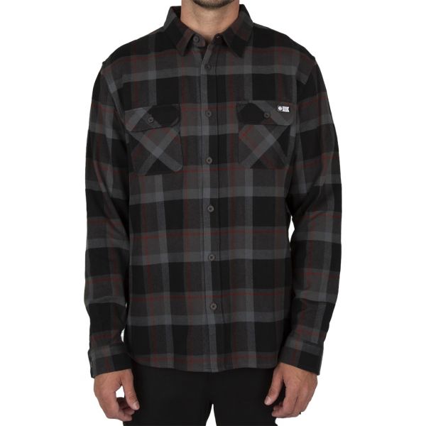 Salty Crew Longhaul Long Sleeve Flannel Shirt - Coal - 2X-Large