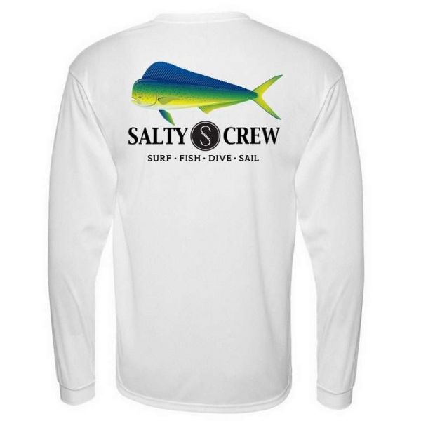 Salty Crew Mahi Long Sleeve Tech Shirt White - Size Medium