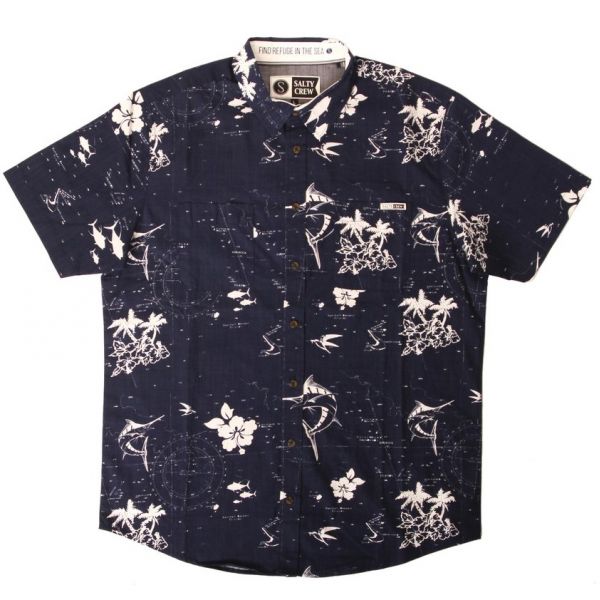 Salty Crew Marlin Short Sleeve Woven Shirt - Navy 3X-Large