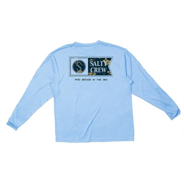 Salty Crew Navigator Long Sleeve Tech Tee - Columbia Blue - 2XL