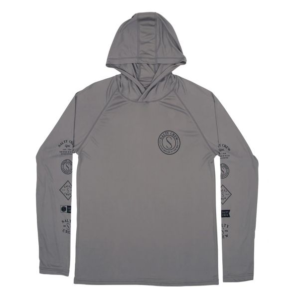 Salty Crew Palomar Pinnacle Tech Hood Shirt - Grey - 2XL