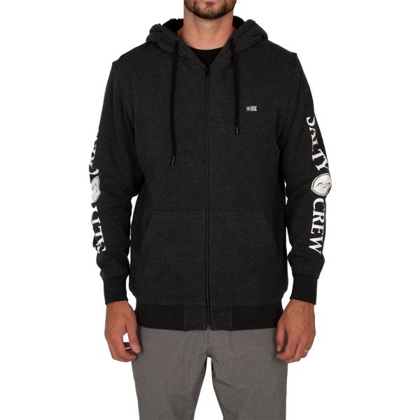 Salty Crew Refuge Sherpa Zip Fleece - Black Heather - Medium