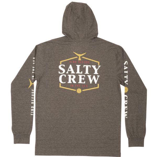 Salty Crew Skipjack Hood Midweight Tech Tee - Charcoal - 2X-Large