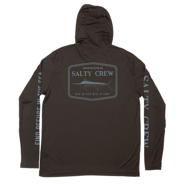 Salty Crew Stealth Hood Sunshirt - Black - Large