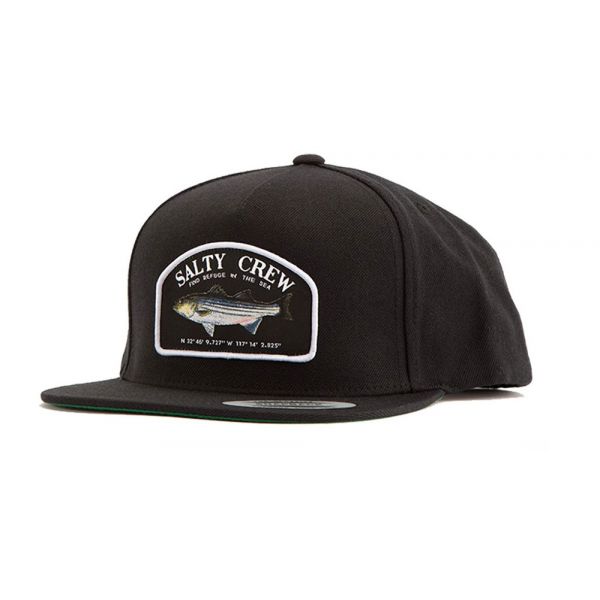 Salty Crew Striper 5 Panel Hat - Black