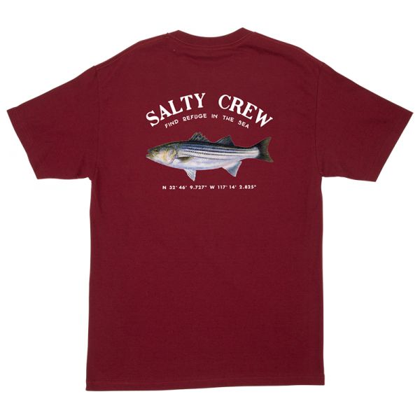 Salty Crew Striper Standard Short Sleeve T-Shirt - Burgundy - 3X-Large