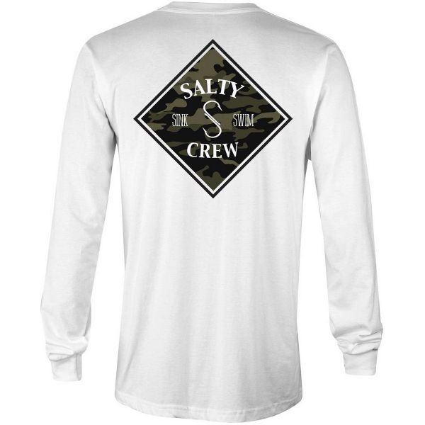 Salty Crew Tippet Camo Long Sleeve T-Shirt - White Medium