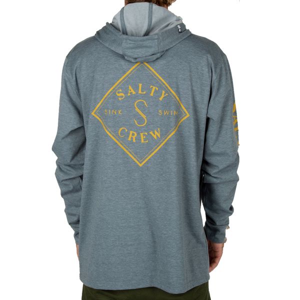 Salty Crew Tippet Pocket Hood Tech Tee - Blue