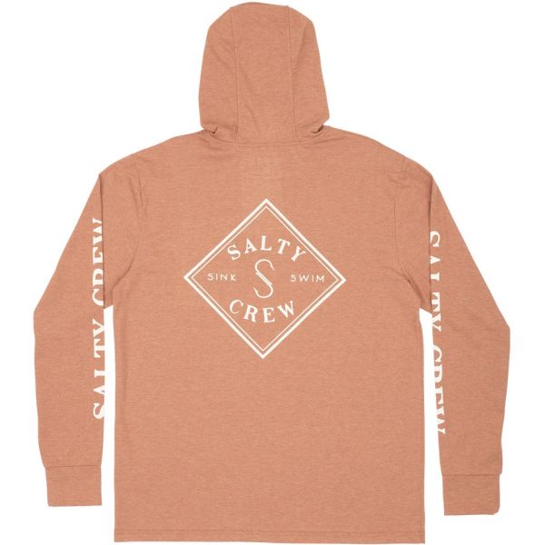 Salty Crew Tippet Pocket Hood Tech Tee - Clay