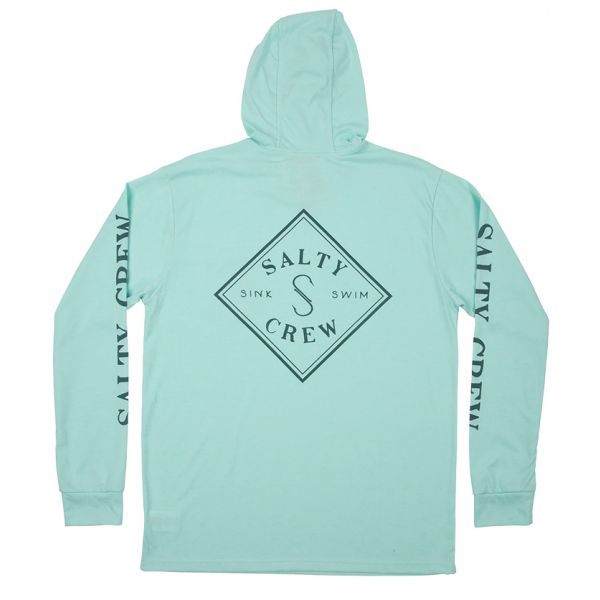 Salty Crew Tippet Pocket Hood Tech Tee - Seafoam - Large