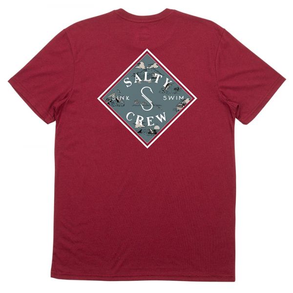 Salty Crew Tippet Refuge Premium Short Sleeve T-Shirt - Burgundy - 2X-Large