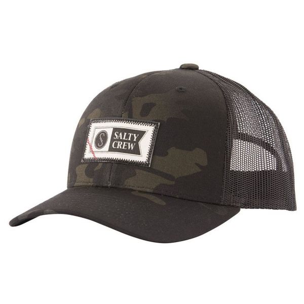 Salty Crew TopStitch Retro Trucker Hat - Multicam Black