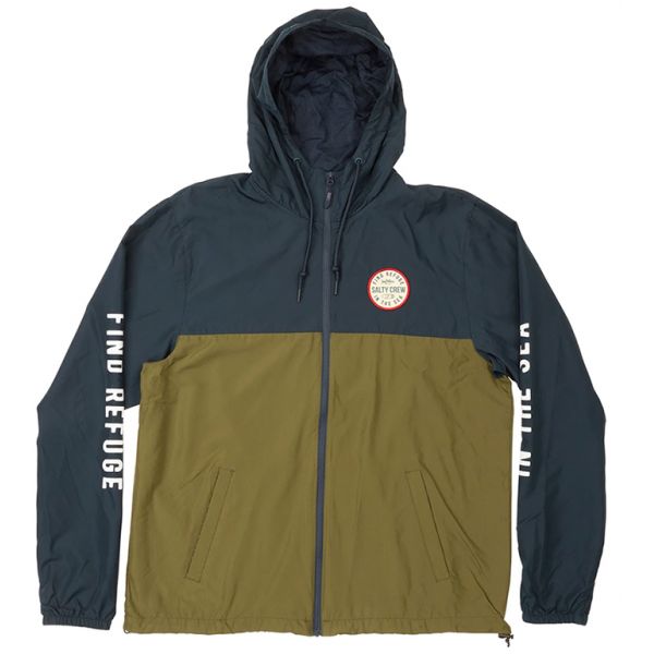 Salty Crew Twin Fin Windbreaker - Olive/Navy - 2X-Large