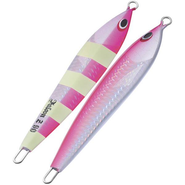 Sea Falcon Z Slide Jig - 60g - Pink Zebra Stripe Glow