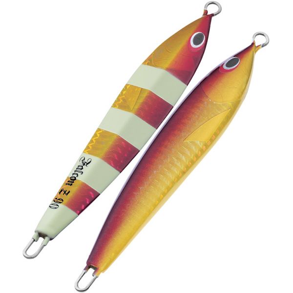 Sea Falcon Z Slide Jig - 60g - Red Gold Zebra Stripe Glow