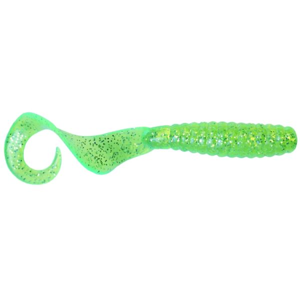 Sea Striker Got-Cha 4'' Curltail Grubs 20 Pack Lime Green/Silver Flake