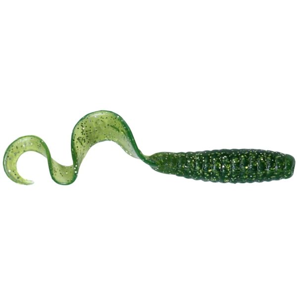 Sea Striker Got-Cha 4'' Curltail Grubs 20 Pack Dark Green/Silver Flake