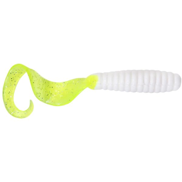 Sea Striker Got-Cha 4'' Curltail Grubs 20 Pack 33 White/Chart Tail