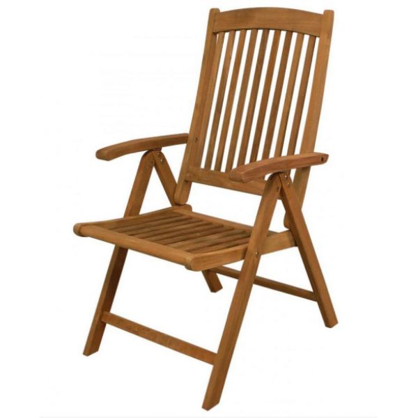 SeaTeak Avalon Folding Multi-Position Deck Chair w/ Arms - Oiled