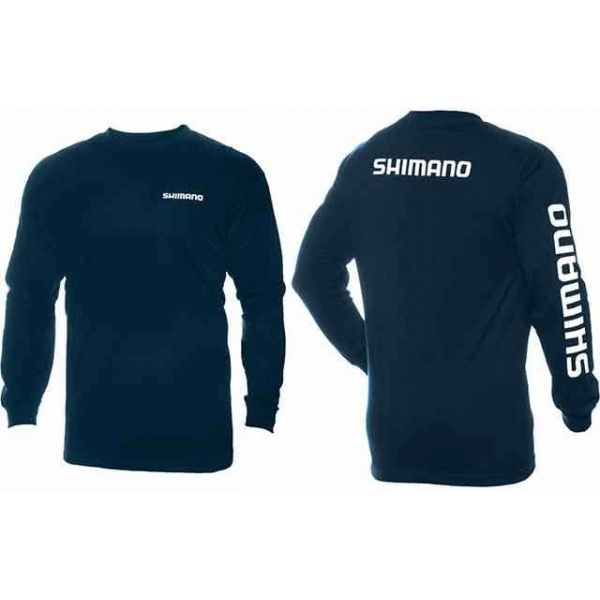 Shimano Brand Cotton Tee Long Sleeve Navy - Medium