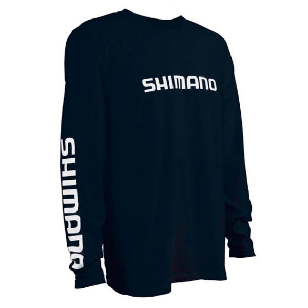 Shimano Logo Cotton Long Sleeve T-Shirt - Navy - 2XL