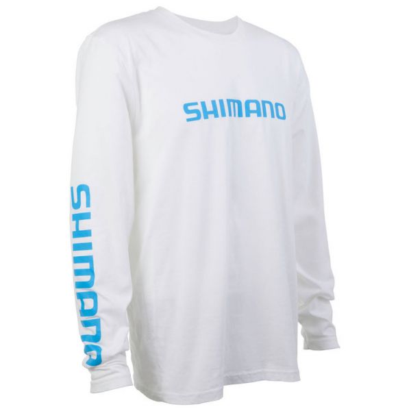 Shimano Logo Cotton Long Sleeve T-Shirt - White - 2XL